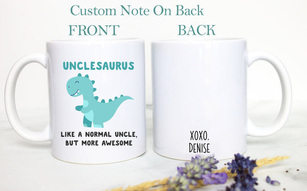 Personalized Auntiesaurus Uncle Individual OR Mug Set, Pregnancy Reveal Custom Gift New Aunt Uncle Custom Baby Announcement Shower New Baby