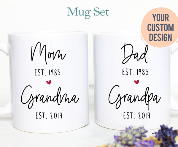 Promoted to Grandpa and Grandma Individual OR Mug Set, Baby Announcement, New Grandparents Mug, New Grandpa, Pregnancy, Grandparents Gift