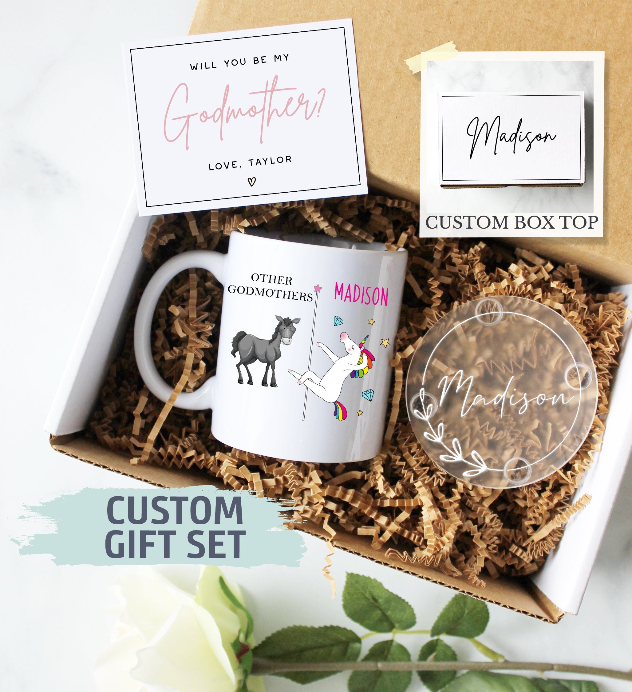 Personalized Godmother Gift Box | New Godmother Gift, Baptism Gift, Fairy Godmother, Godmother Proposal, Will You Be My Godmother, Godparent