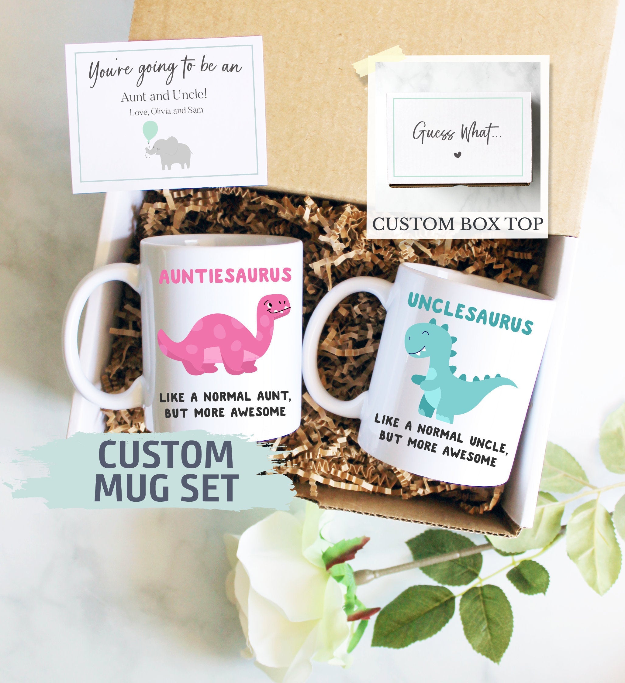 Pregnancy Announcement Gift Box | Promoted Aunt and Uncle, Baby Announcement, New Aunt Mug, New Uncle, Uncle EST Gift, Pregnancy Reveal