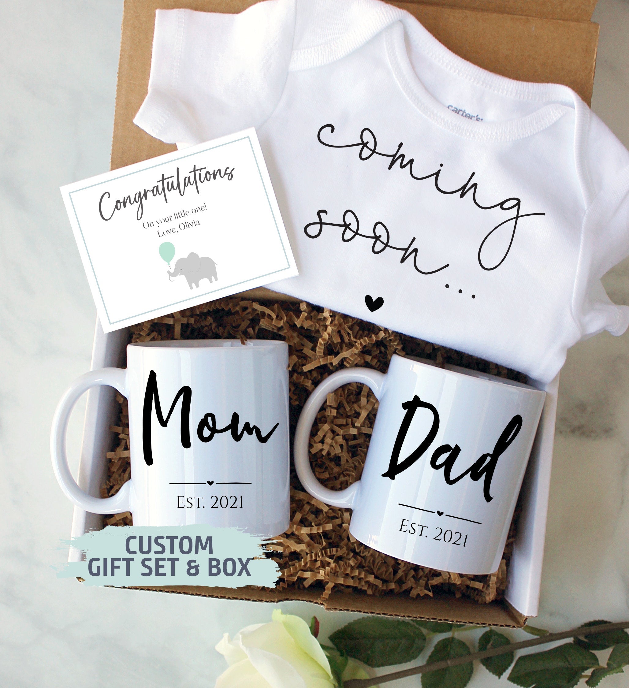 Expecting Parents Gift Box | New Parents Gift Set, Baby Announcement, New Mom Mug, New Dad Gift, Pregnancy Reveal, Baby Shower Gift Box