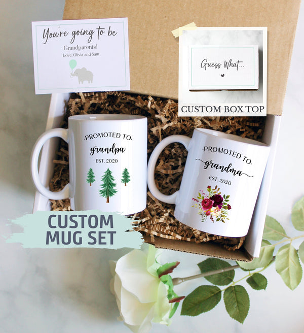 Pregnancy Announcement Gift Box | Promoted Grandma and Grandpa, Baby Announcement, New Grandparents Mug, Grandparents Gift, Pregnancy Reveal