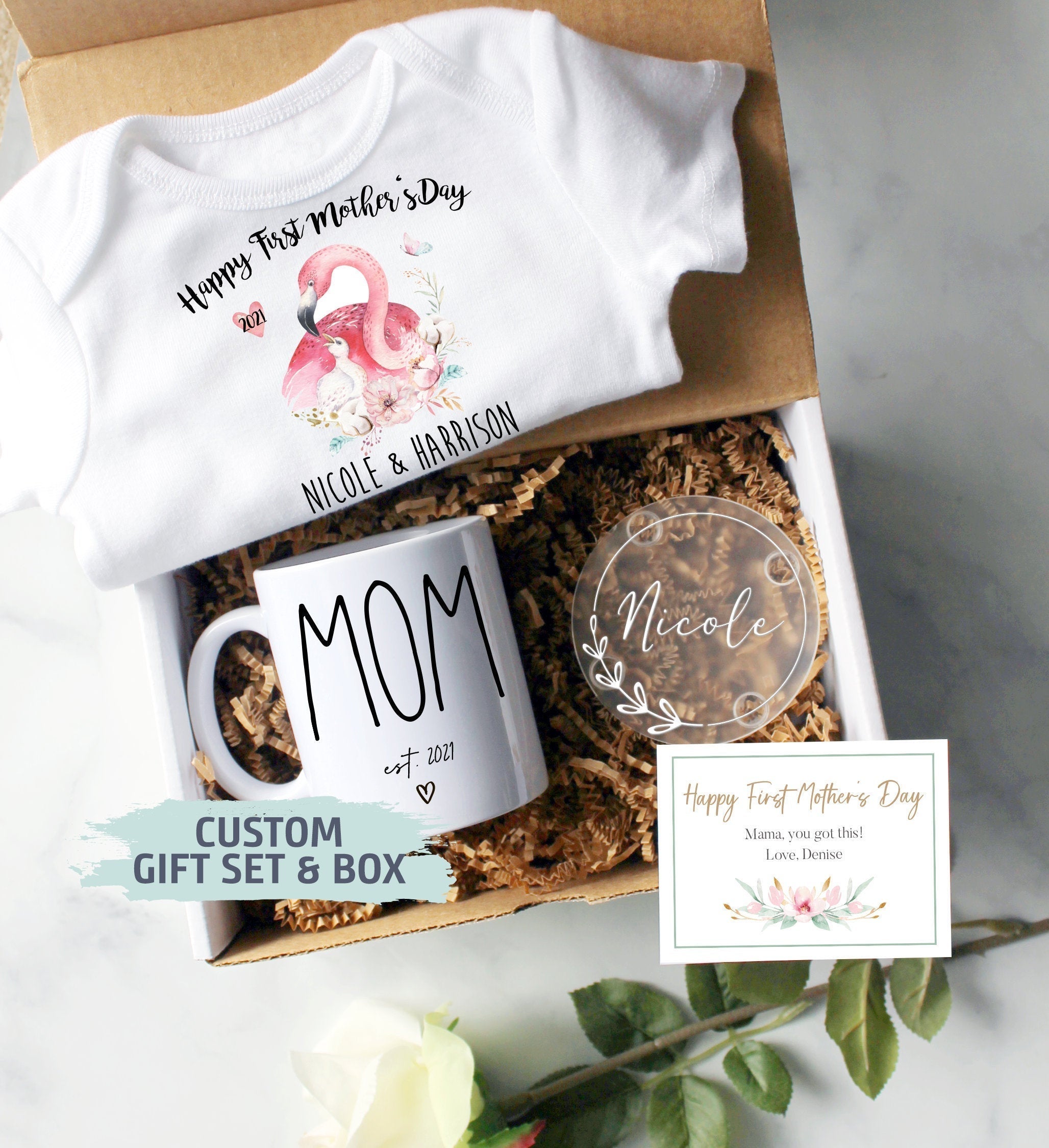 Custom First Mother's Day Gift Box | Mom EST, Baby Shower Gift, New Mom Gift, First Time Mom Mug, Happy First Mother's Day Gift, New Mom Mug