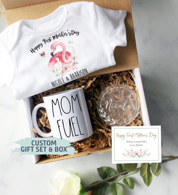 Custom First Mother&#39;s Day Gift Box | Baby Shower Gift, New Mom Gift,MOM FUEL, First Time Mom Mug, Happy First Mother&#39;s Day Gift, New Mom Mug