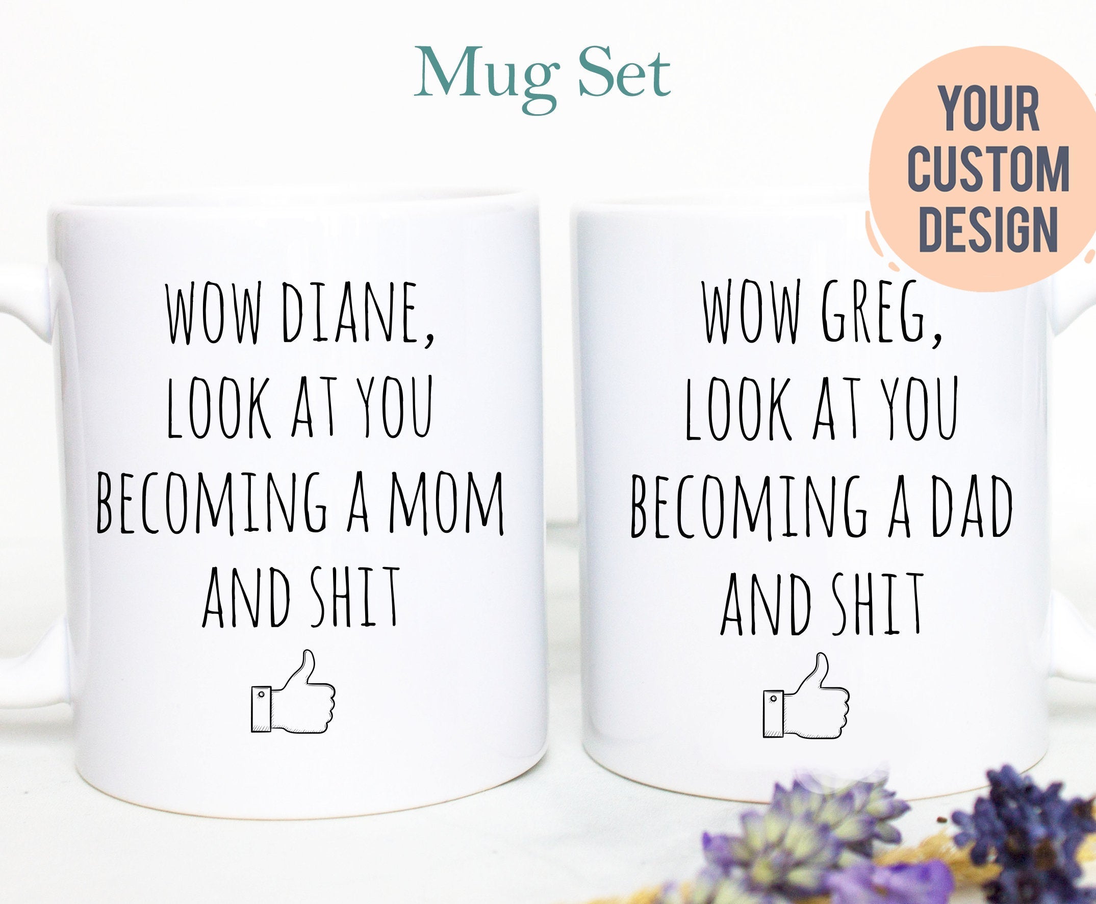 Wow Look At You Becoming A Mom and Dad OR Mug Set, Funny Dad To Be Gift New Dad Gift, New Mom Baby Reveal, Mom to be, Pregnancy Announcement