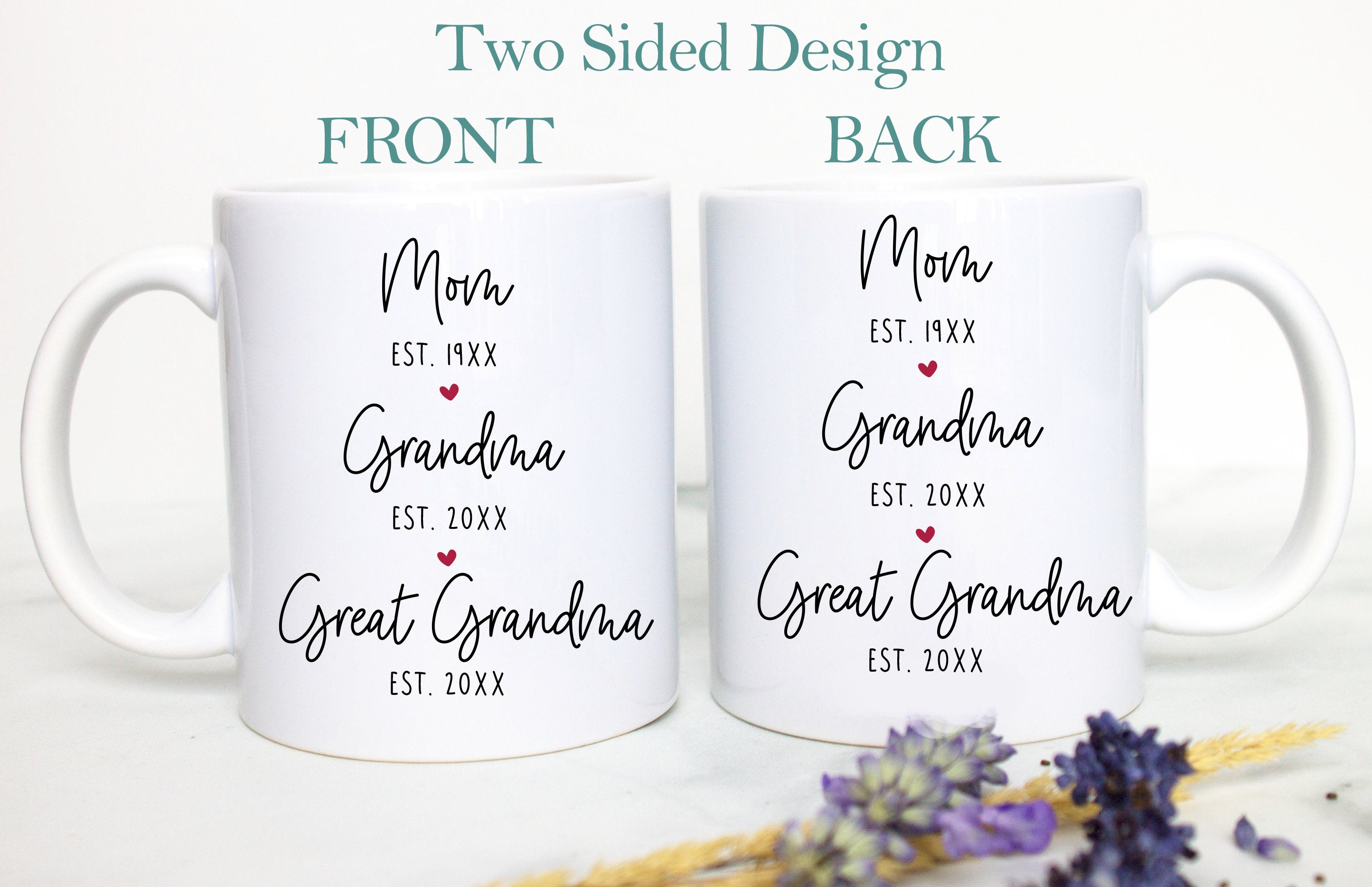 Promoted to Great Grandpa & Grandma Individual OR Mugset, Mom Grandma Great Grandma est, Dad Grandpa est, Baby Announcement,New Grandparents