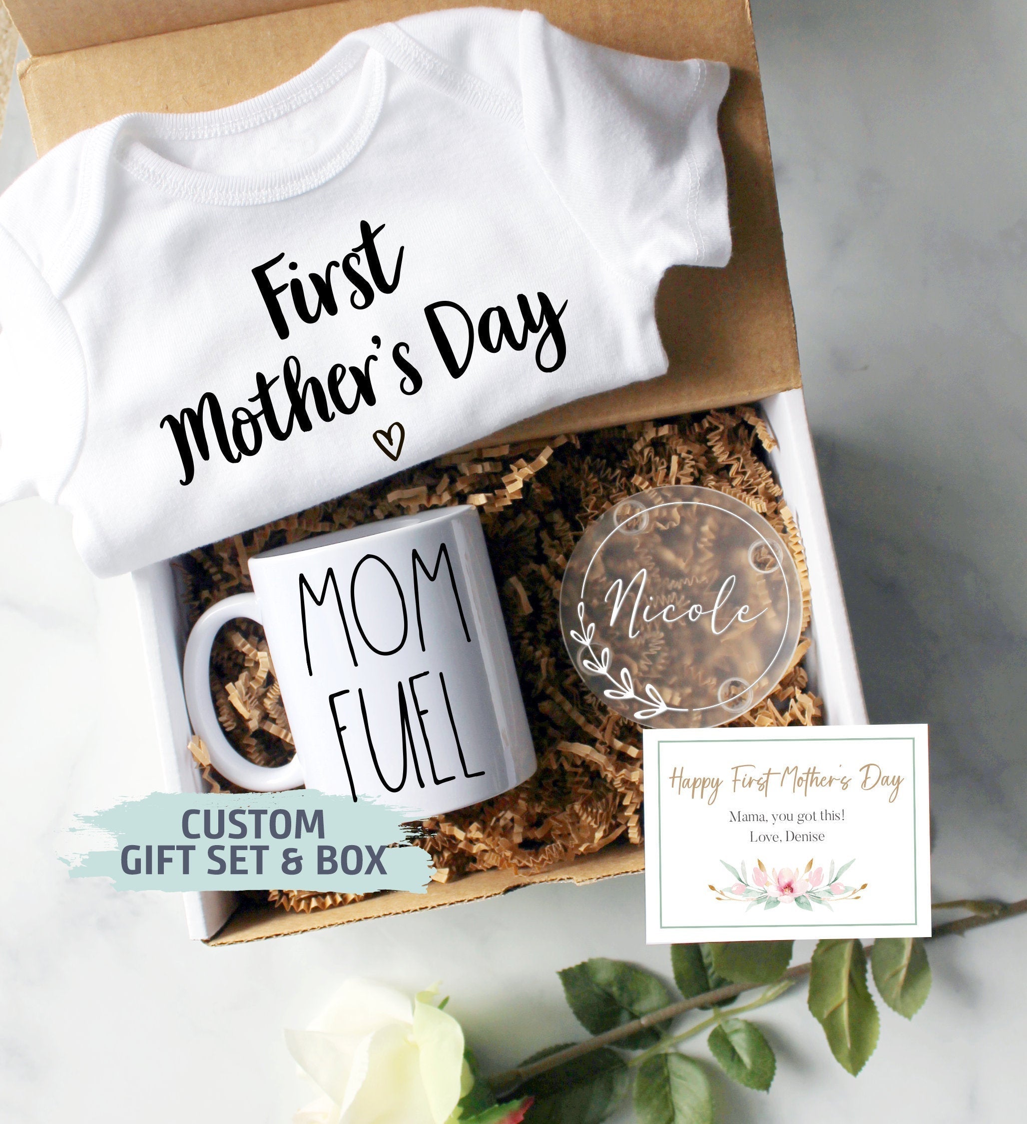 Custom First Mother's Day Gift Box | Baby Shower Gift, New Mom Gift,Mom Fuel, First Time Mom Mug, Happy First Mother's Day Gift, New Mom Mug