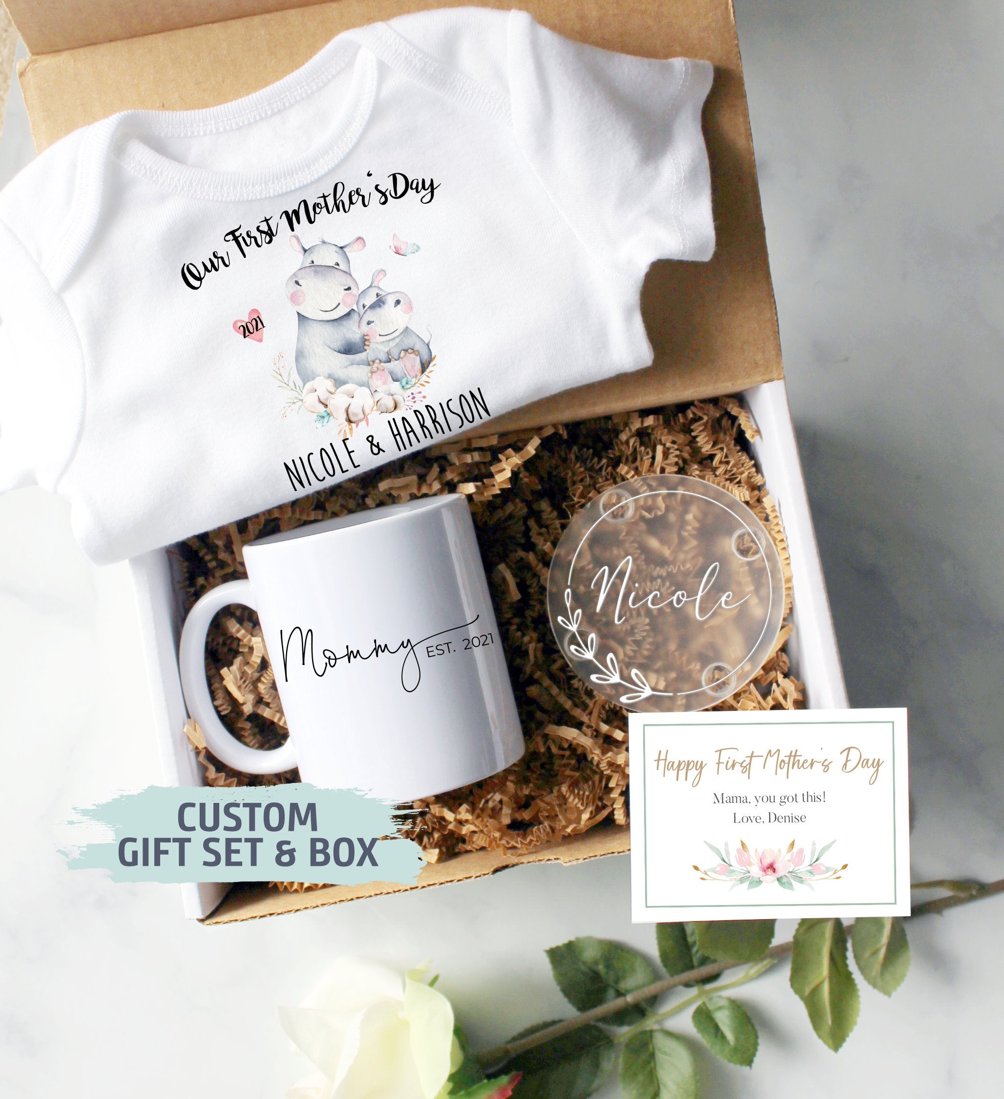 Custom First Mother's Day Gift Box | Mama Mug, Mom EST, New Mom Gift, First Time Mom Mug, Happy First Mother's Day Gift, New Mom Mug