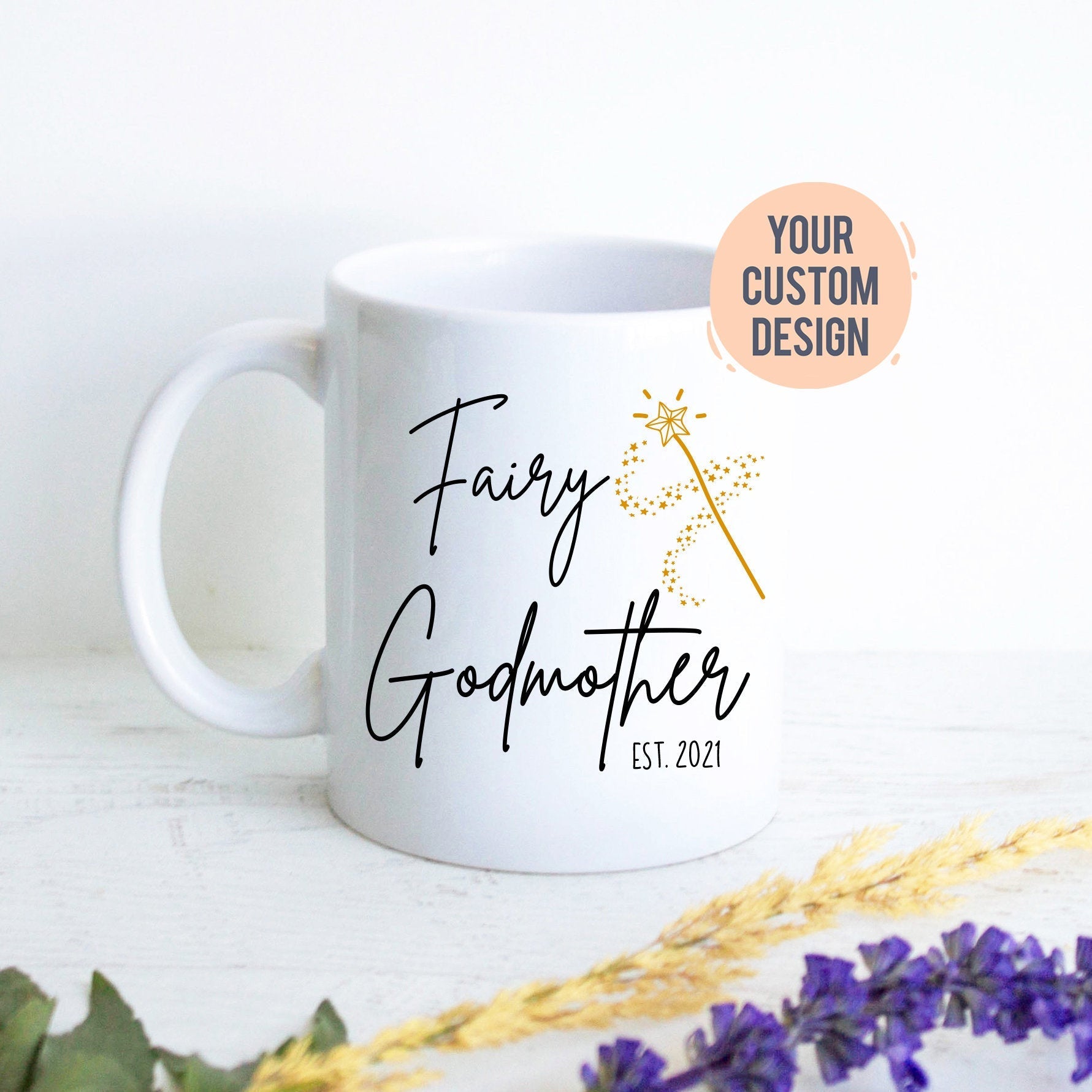 Fairy Godmother EST Personalized Mug, New Godmother Gift, Baptism Gift, Custom Godparent Gift, Godmother Proposal, Will You Be My Godmother