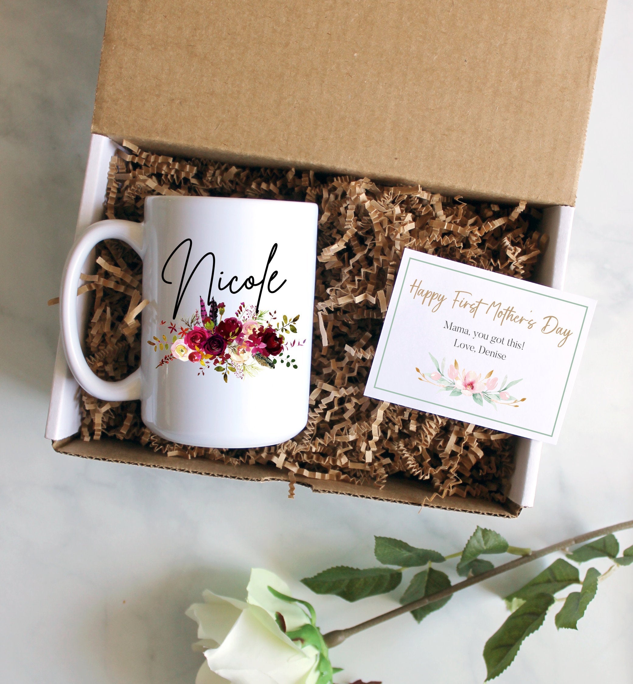 Custom First Mother's Day Gift Box | Baby Shower Gift, New Mom Gift,MOM Mug, First Time Mom Mug, Happy First Mother's Day Gift, New Mom Mug