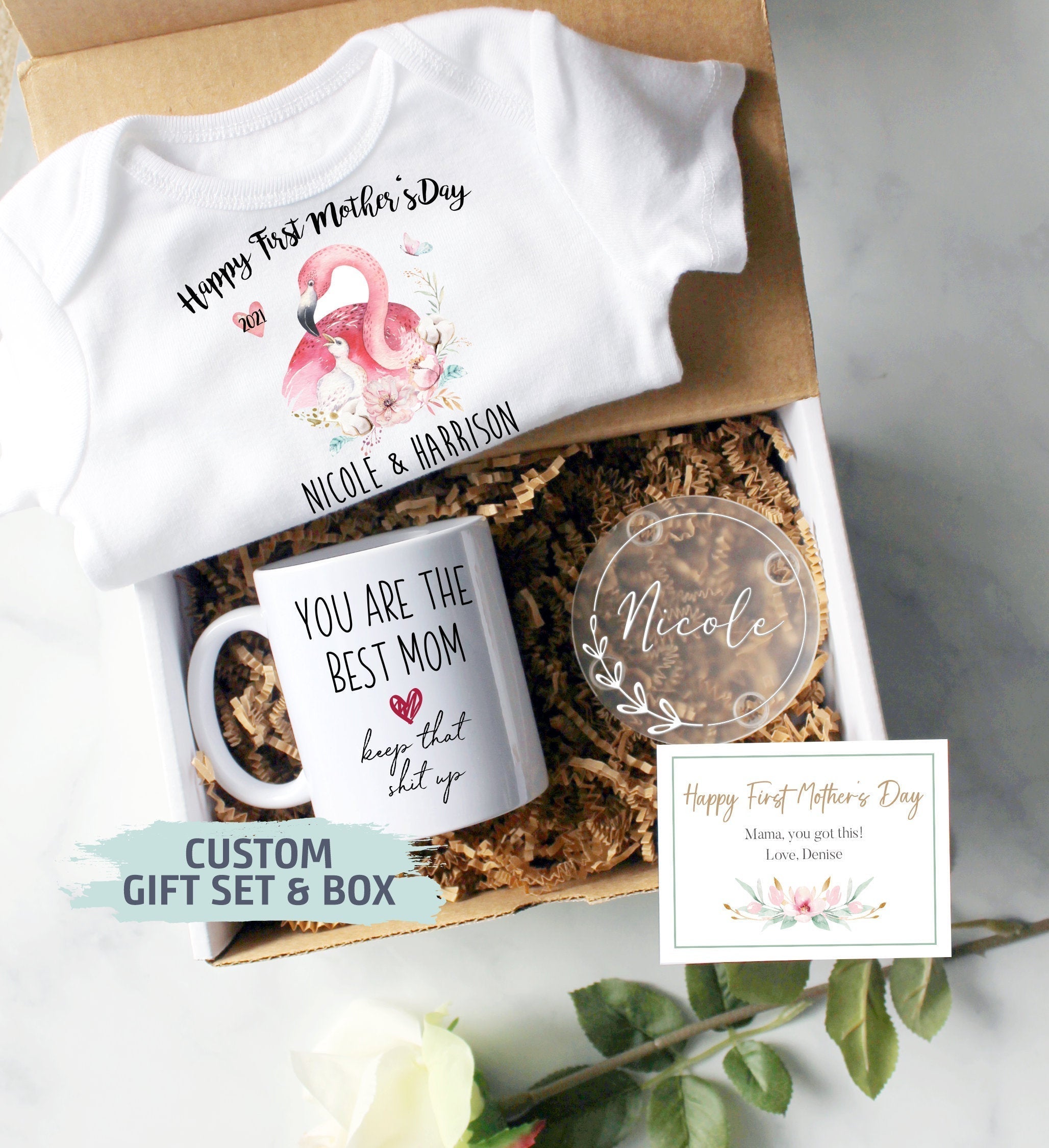 Custom First Mother's Day Gift Box | Baby Shower Gift, New Mom Gift,Best Mom, First Time Mom Mug, Happy First Mother's Day Gift, New Mom Mug