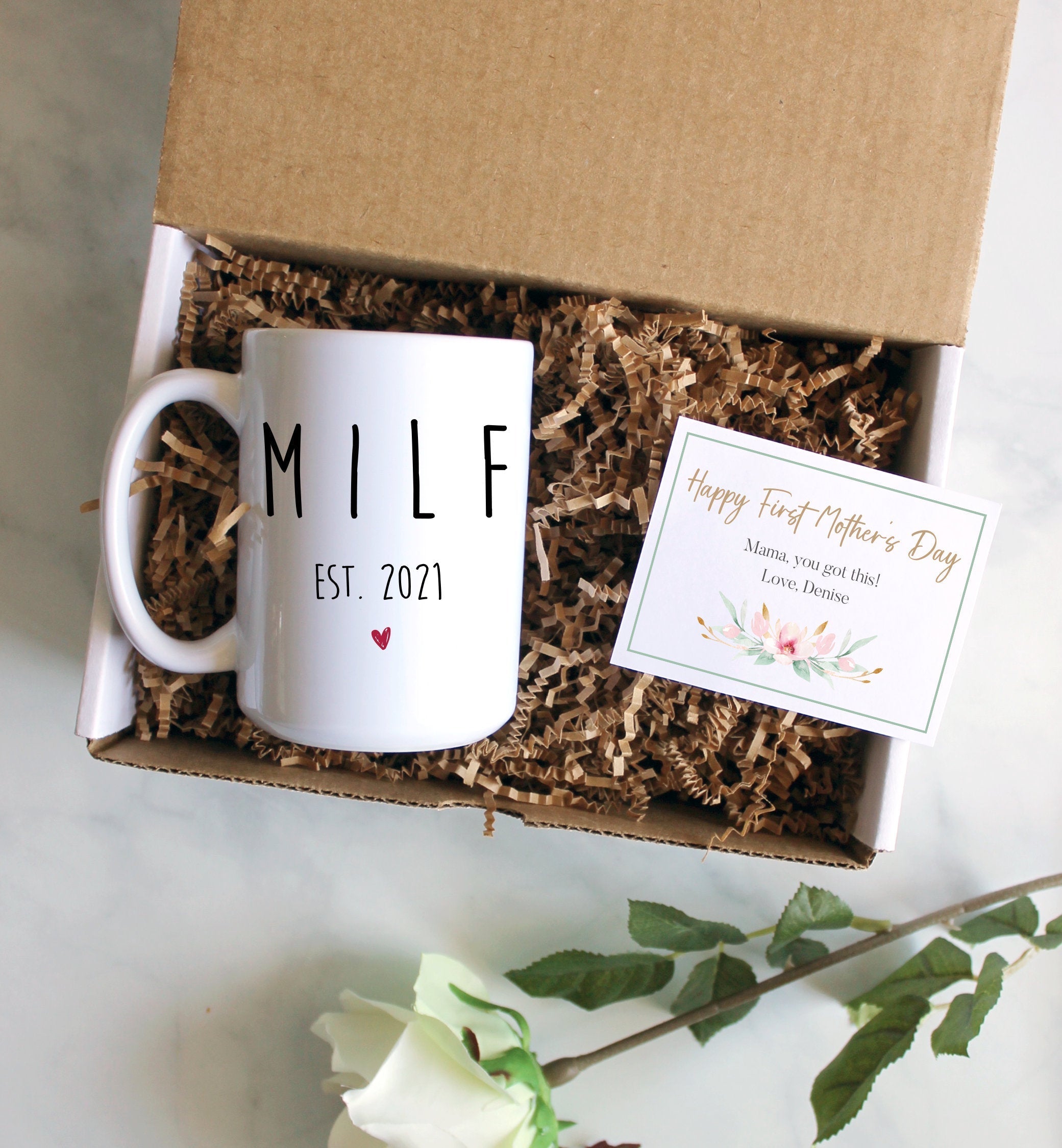 Custom First Mother's Day Gift Box | Baby Shower Gift, New Mom Gift,MILF Mug, First Time Mom Mug, Happy First Mother's Day Gift, New Mom Mug