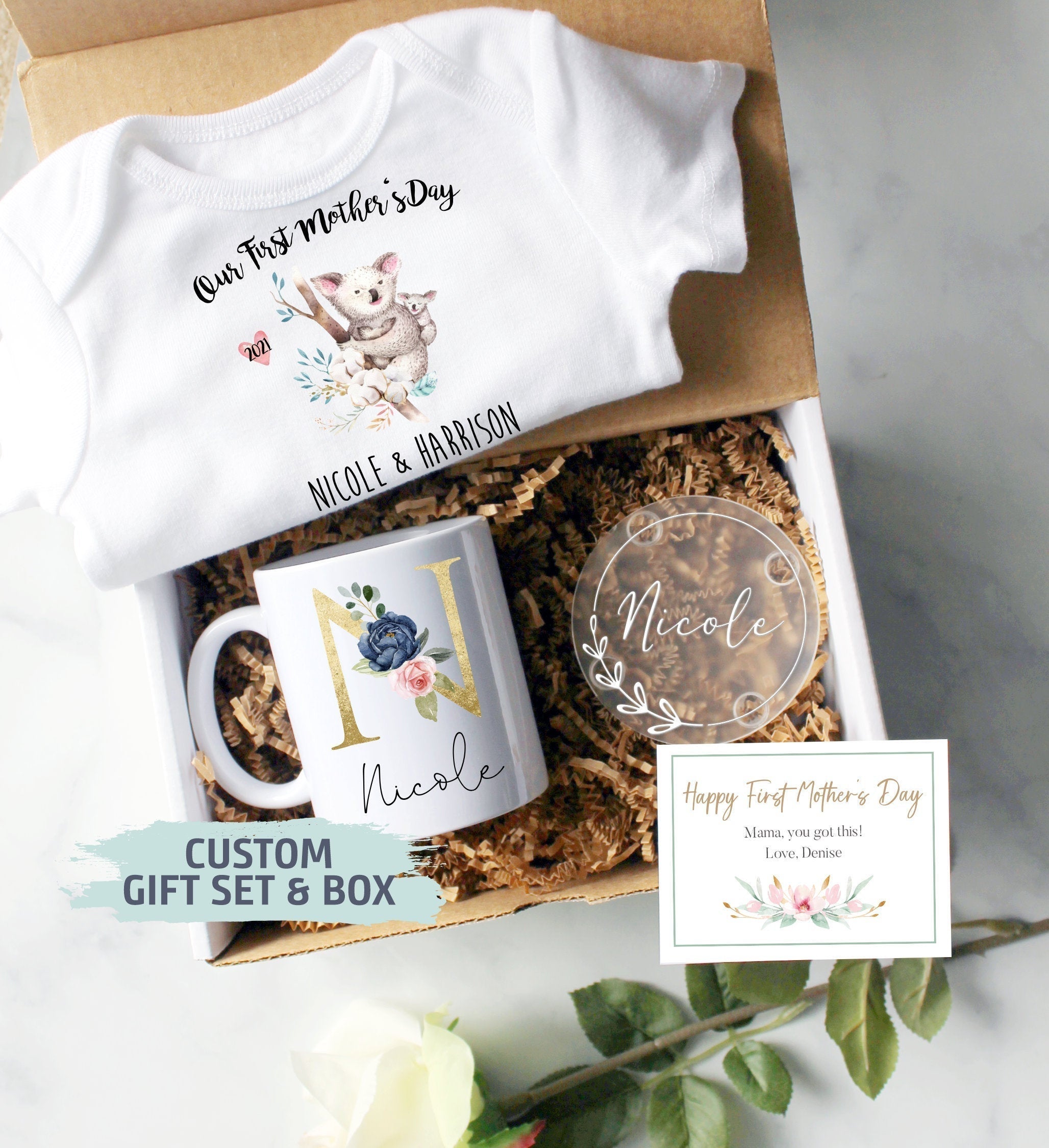 Custom First Mother's Day Gift Box | Baby Shower Gift, New Mom Gift, First Time Mom Mug, Happy First Mother's Day Gift, New Mom Mug