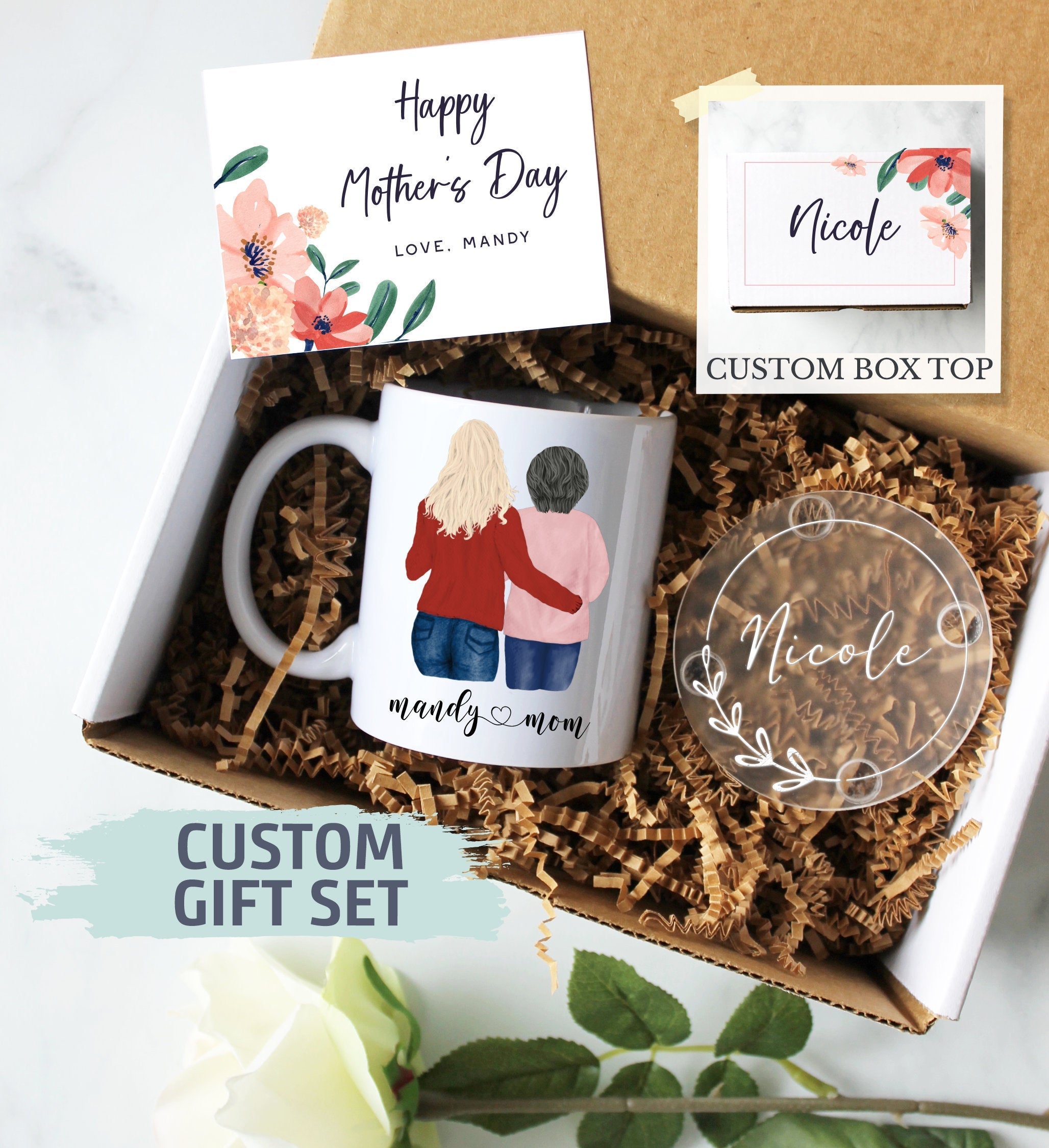 Personalized Mother's Day Gift Box | Gift for Mom, Mother's Day Gift Ideas, Custom Mom Gift, Mom Gift From Daughter, Mom Daughter Portrait,