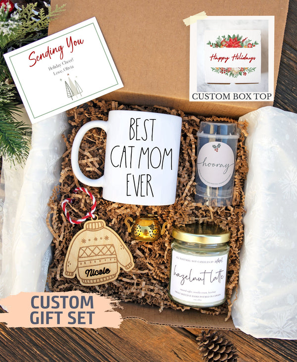 Personalized Christmas Gift Box for Cat Mom | Christmas Gift Idea, Christmas Gift Box Set, Holiday Gift For Cat Mom, Holiday Gift for Women