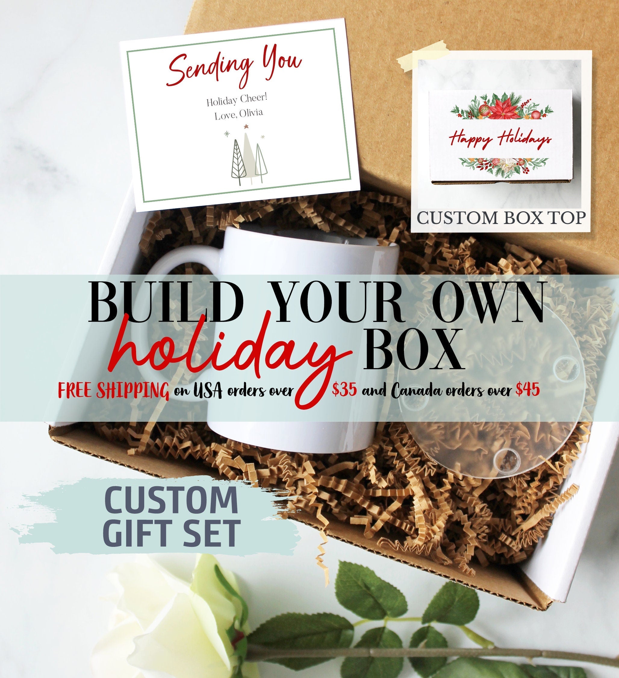 Build Your Own Holiday Box | Personalized Christmas Gift Box, Christmas Gift Idea, Christmas Gift Box Set, Holiday Gift for Women and Men