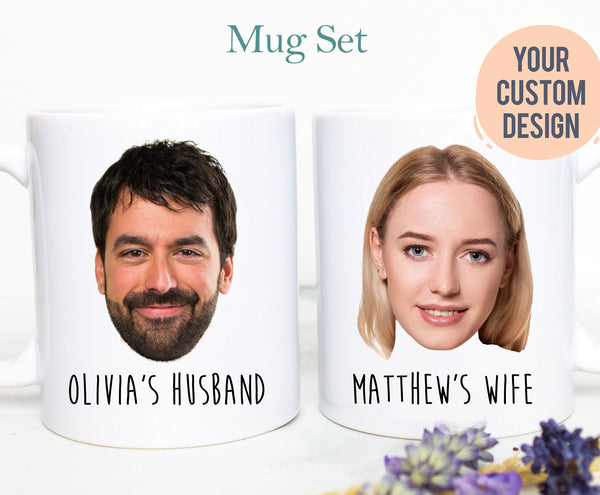 Custom Husband Wife Face PhotoIndividual OR Mugset | Personalized Photo Mug, Christmas Gift, Wedding Gift, Couples Gift, Anniversary Gift