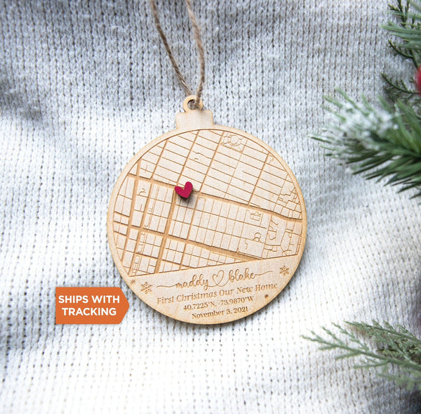 First Christmas New Home Christmas Ornament | Our First Home Map Custom Ornament, New Homeowner Gift, Christmas Keepsake, New Home Ornament