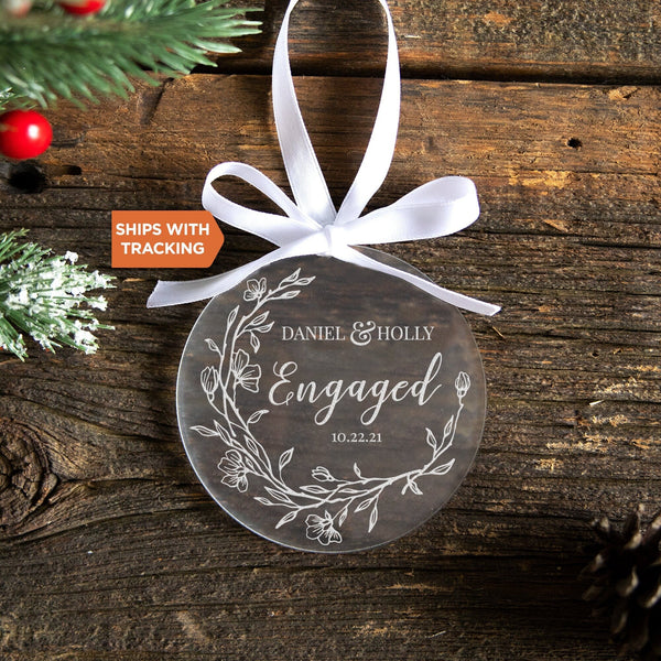 Personalized Engaged Ornament | Custom Engagement Keepsake, Couples Ornament, Engagement Christmas Ornament, Engagement Party Gift Names