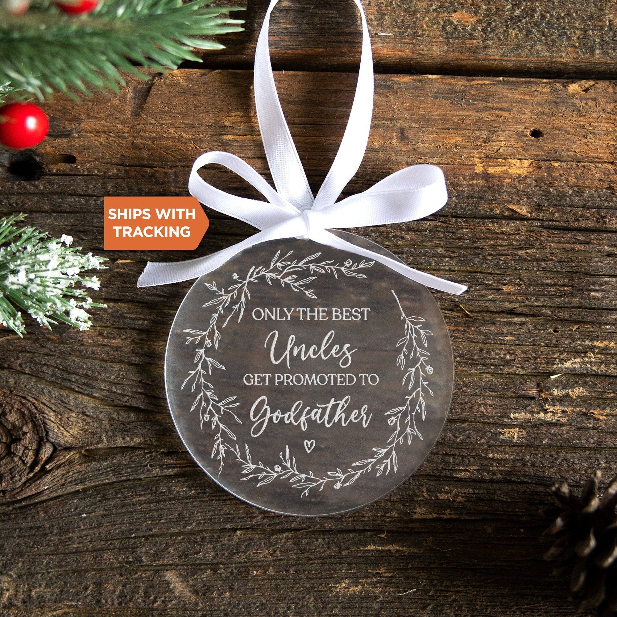 Personalized Godmother Godfather Ornament | Baptism Ornament, Will You Be My Godmother Godfather, Godparent Thank You Gift, Christening Gift