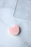 Valentine's Day Conversation Hearts Acrylic Fondant Embosser and Cookie Cutter | Cookie Stamp,Valentines Embosser Stamp, Heart Cookie Cutter