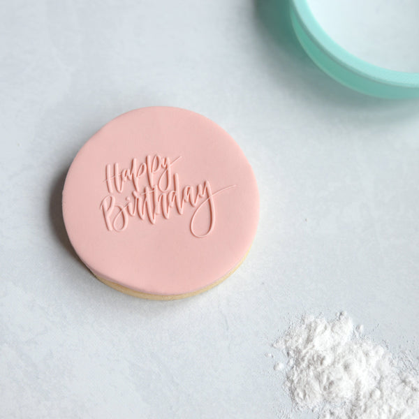 Happy Birthday Fondant Embosser Stamp | Acrylic Fondant Stamp and Cutter, Cookie Stamp, Embosser Stamp, Debosser, Birthday Fondant Stamp