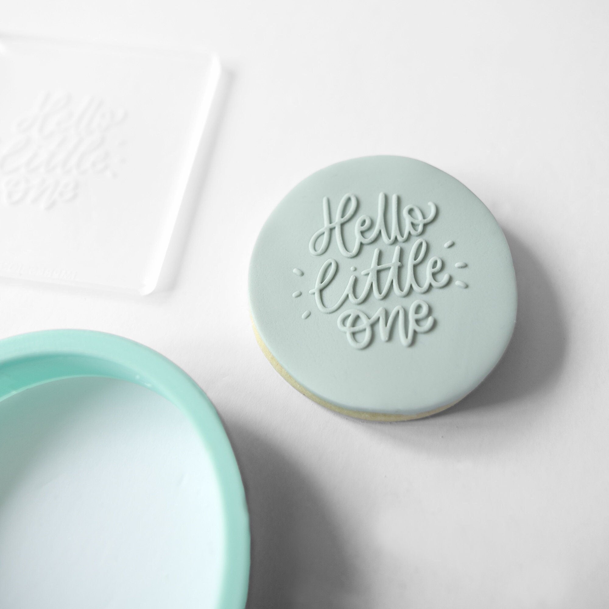 Hello Little One Acrylic Fondant Embosser With Cutter | Baby Shower Cookie Stamp, Baby Shower Fondant Embosser, Baby Shower Cookie Cutter