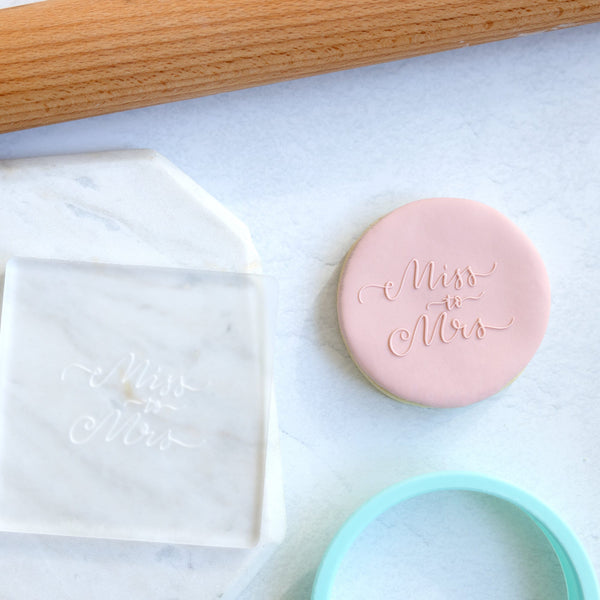 Miss to Mrs Fondant Embosser Stamp and Cutter | Wedding Cookie Stamp, Debosser, Engagement Fondant Stamp,Wedding Embosser Miss to Mrs