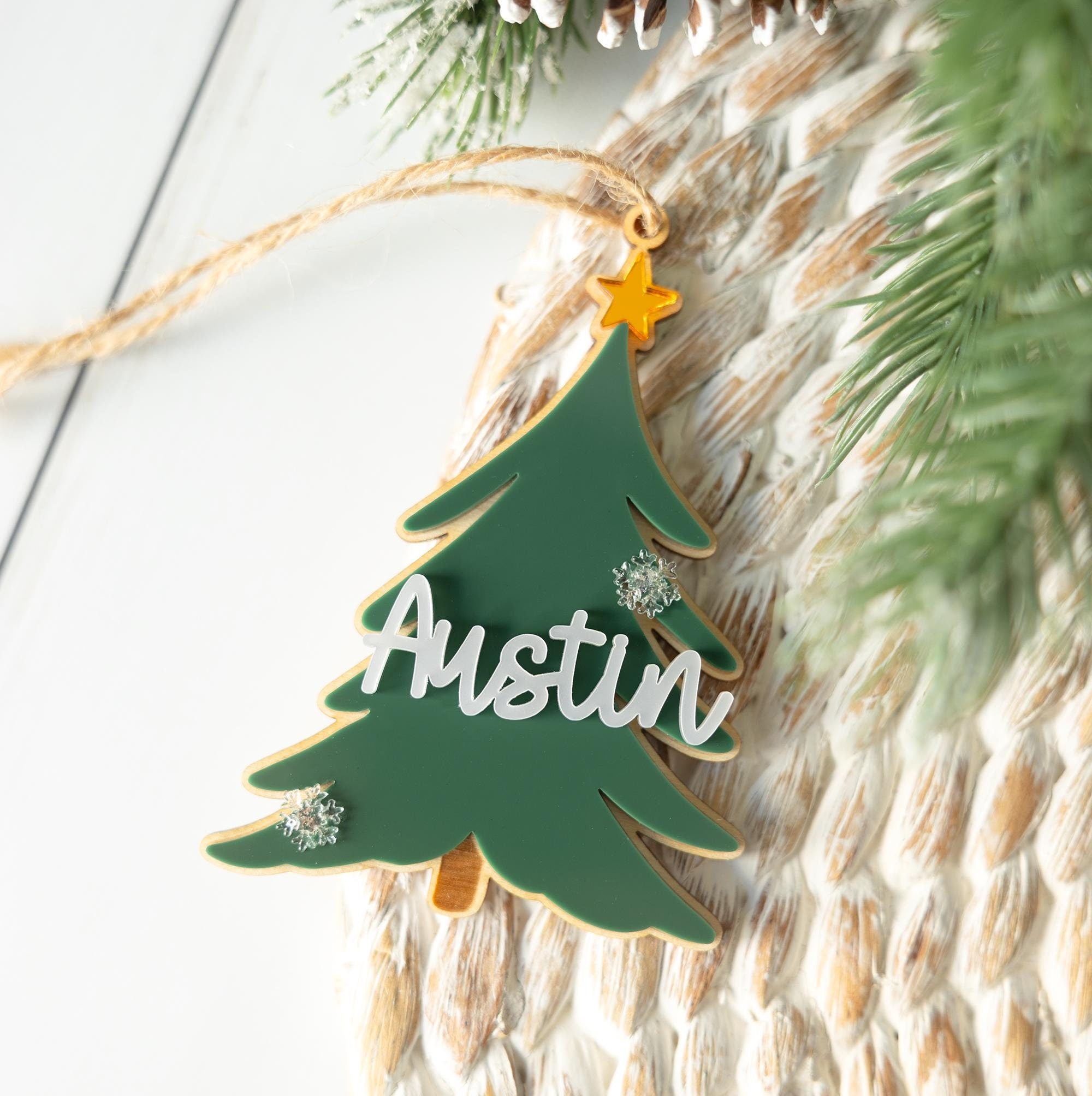 Personalized Name Christmas Stocking Tag | 3D Christmas Tree Stocking Tag, Custom Name Christmas Ornament, 3D Holiday Ornament,Tree Ornament