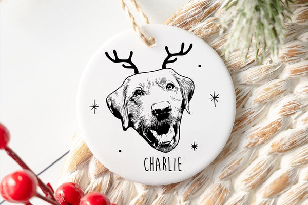 Personalized Pet Ornament | Custom Photo Dog Ornament, Christmas Portrait Dog Ornament, Personalized Dog Ornament, Ceramic Ornament,Memorial