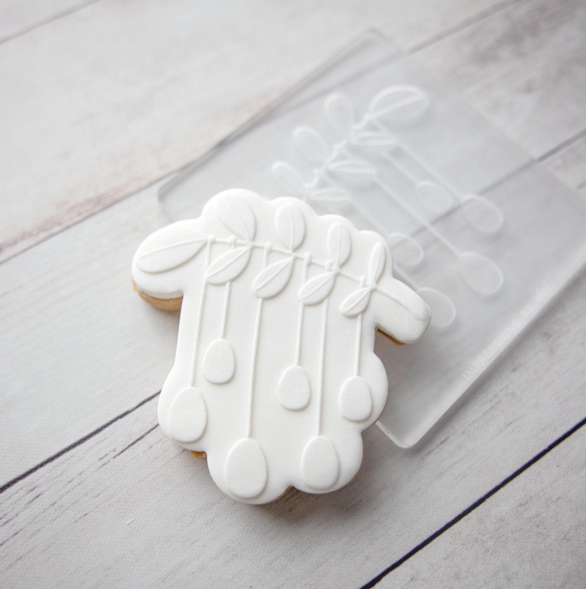 Hanging Egg Branch - Acrylic Fondant Embosser With Optional Cutter