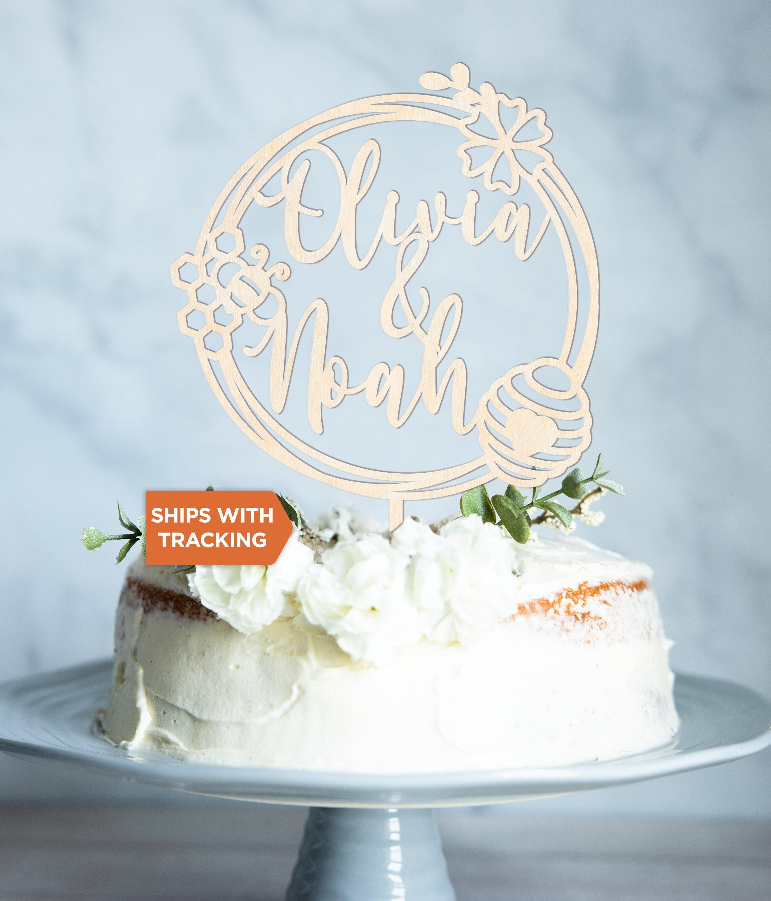Custom Bee Couple Wedding Cake Topper