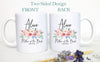 Peach Pink Floral Mother of the Groom Custom Name and Date - White Ceramic Mug