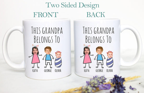 Custom Baby Face Photo Gift Grandpa Grandma Individual OR Mugset, Grandpa Grandma Belongs To, Baby Face Gift Mug, Grandparent Birthday