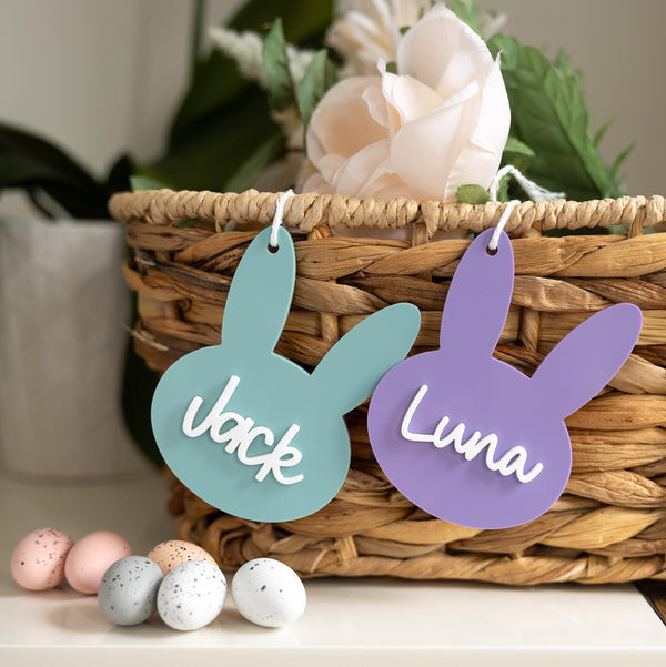 Personalized Bunny Head Easter Basket Tag | Custom Easter Egg Tag, Easter Gift for Kids, Easter Decor,Cute Bunny Tag, Easter Basket Name Tag