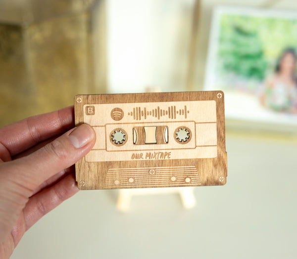 Personalized Music Plaque Wood Casette Tape | Custom Wood Mixtape, Couples Gift, Engagement Gift, Anniversary Gift, Playlist Plaque Sign