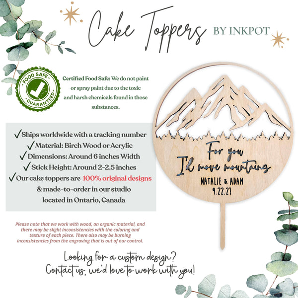 Custom Name Mountain Wedding Cake Topper