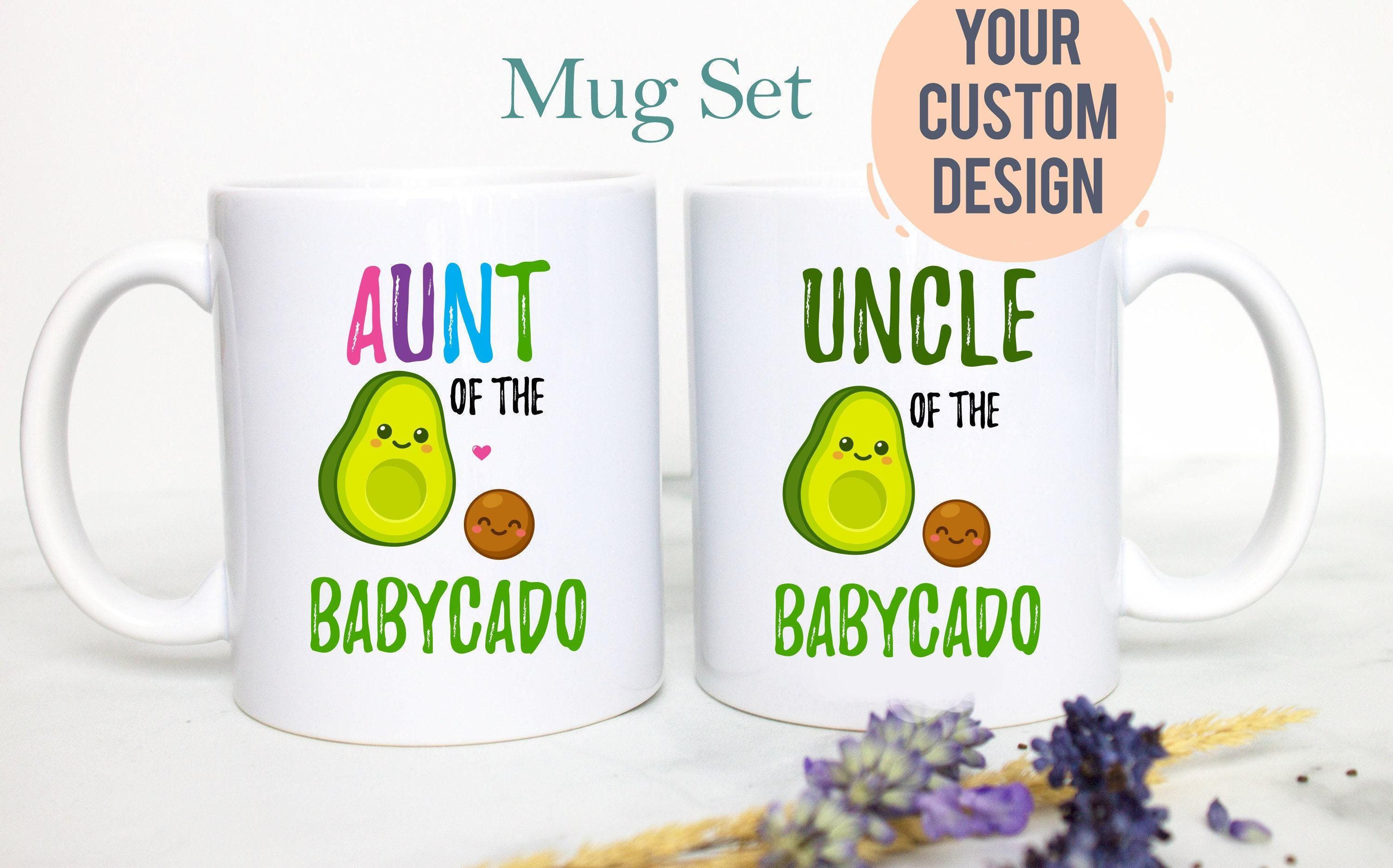 Baby Avocado Aunt and Uncle Individual OR Mug Set - White Ceramic Mug