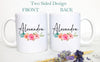 Bright Floral with Custom Name - White Ceramic Mug
