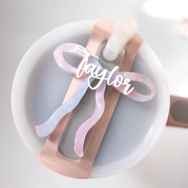 Personalized Bow Tumbler Name Plate Quencher H2.0