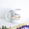 Light Peach Pink Floral Mother of the Groom Custom Name and Date - White Ceramic Mug