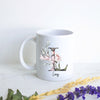 Woodland Floral with Custom Initial and Name - White Ceramic Mug