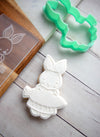 Easter Girl Bunny With Carrot - Acrylic Fondant Embosser With Optional Cutter