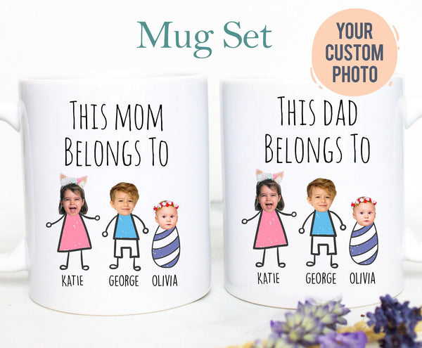 Custom Baby Face Photo Gift For Mom Dad Individual OR Mugset, This Mom Dad Belongs To, Personalized Photo Mug, Christmas Gift, Baby Face Mug
