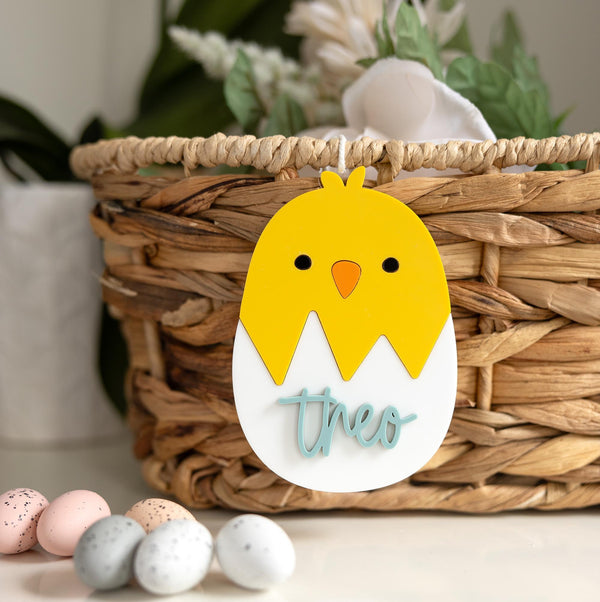 Personalized Name Little Chick Easter Basket Tag | Custom Easter Egg Tag, Easter Gift for Kids, Cute Easter Decor Tag, Easter Basket Tag