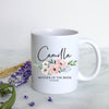Pink Blush Floral Mother of the Bride Custom Name and Date - White Ceramic Mug