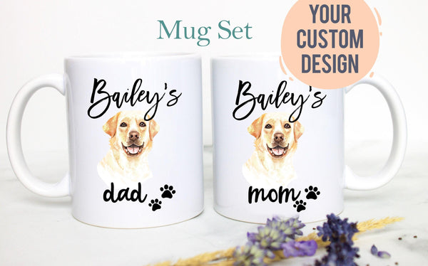 Personalized Labrador Mom and Dad Individual or Mug Set - White Ceramic Custom Mug