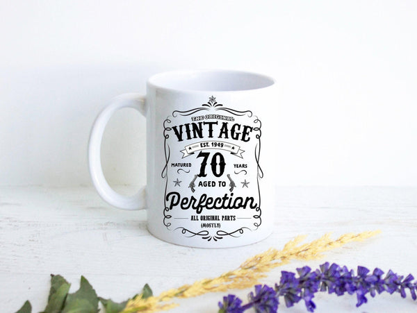 Aged to Perfection Mug 70th Birthday - White Ceramic Mug