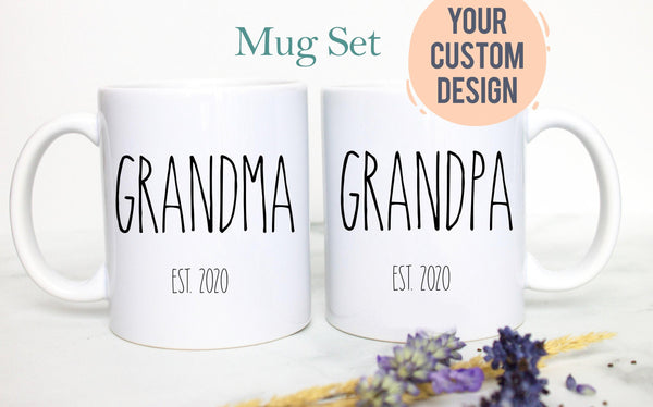 Grandpa and Grandma Rae Dunn Inspired Individual or Mug Set - White Ceramic Mug