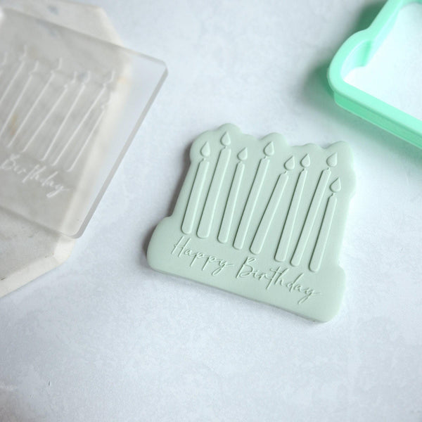 Birthday Candle Plaque - Acrylic Fondant Embosser With Optional Cutter